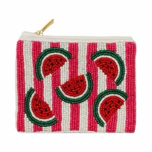 Red Beaded Watermelon Stripe Coin Purse NWT